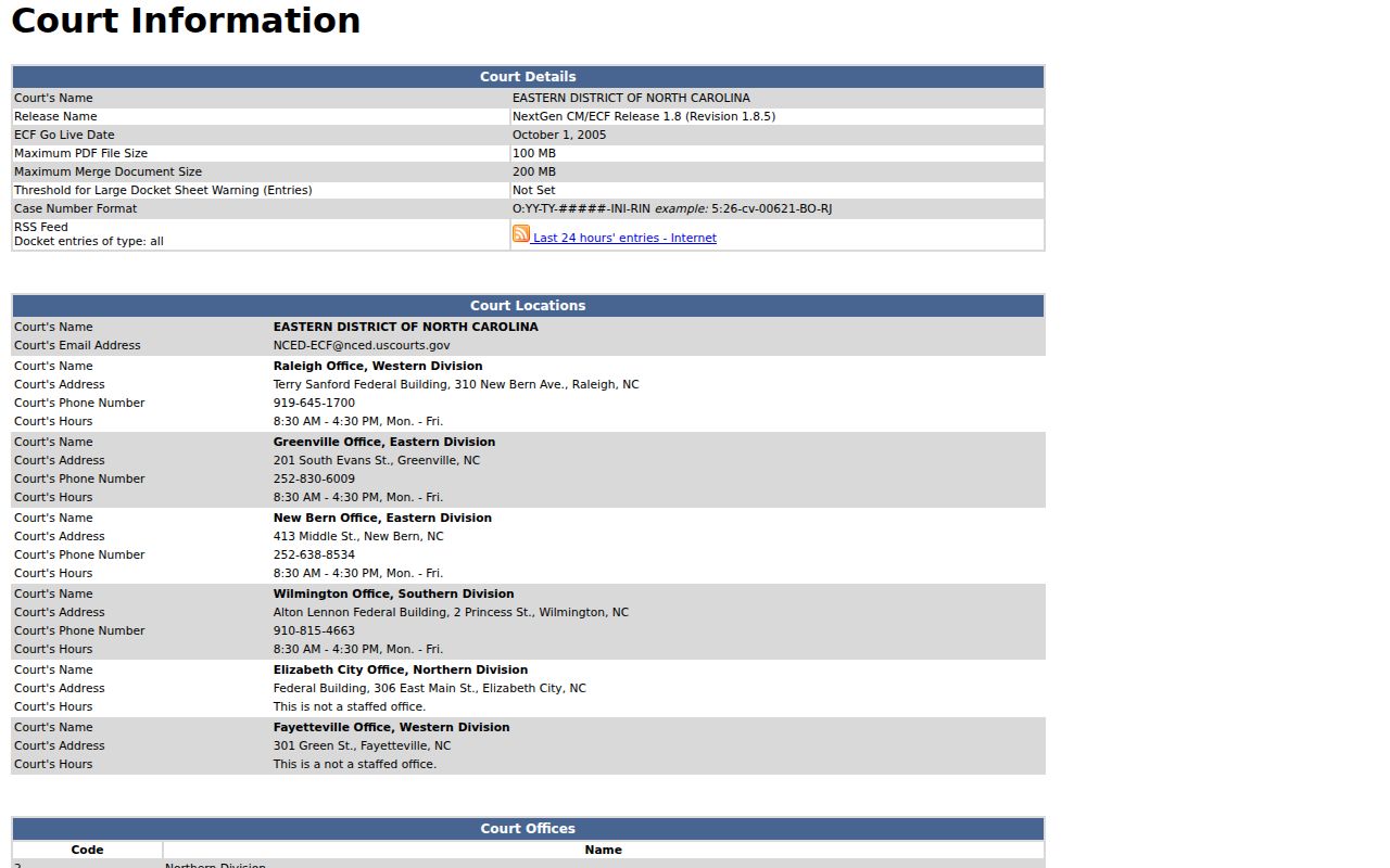 Johnston County Benson court records federal court system distinction