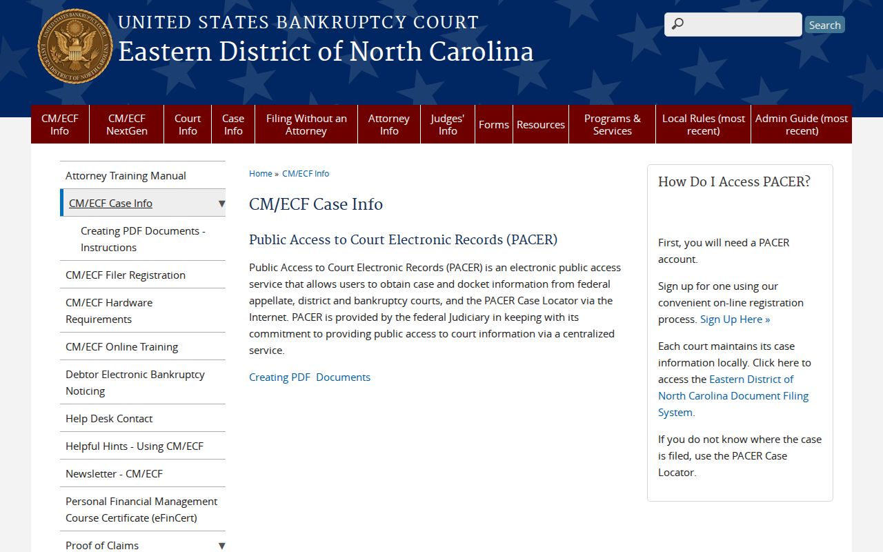 Johnston County Benson court records bankruptcy system distinction