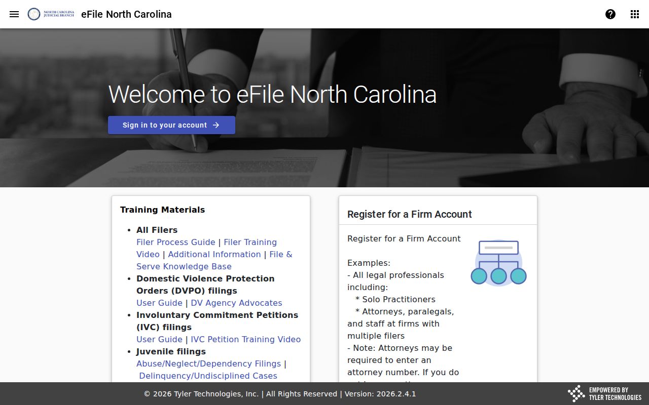 Johnston County case search File and Serve filing interface