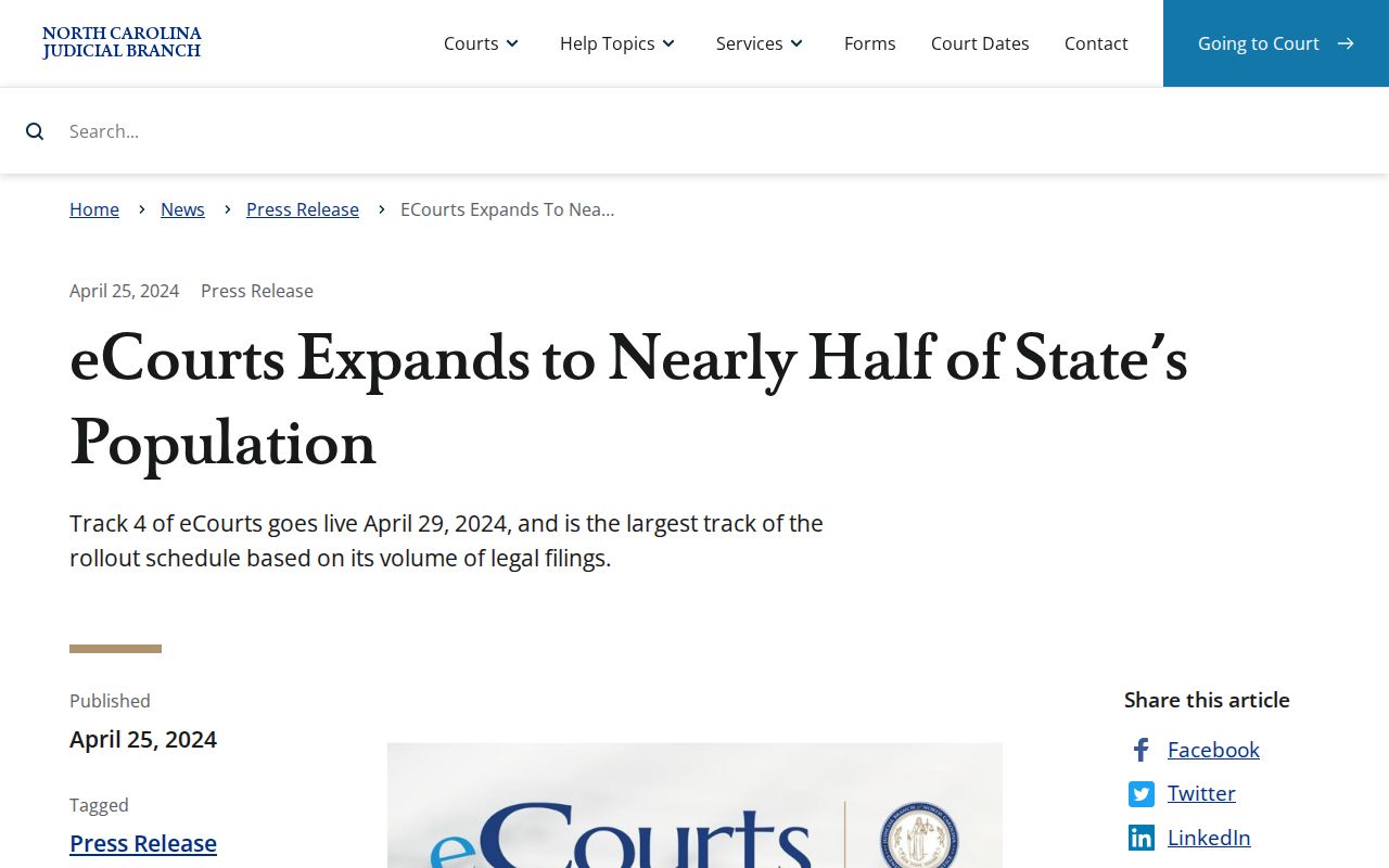 Johnston County case search eCourts expansion news image