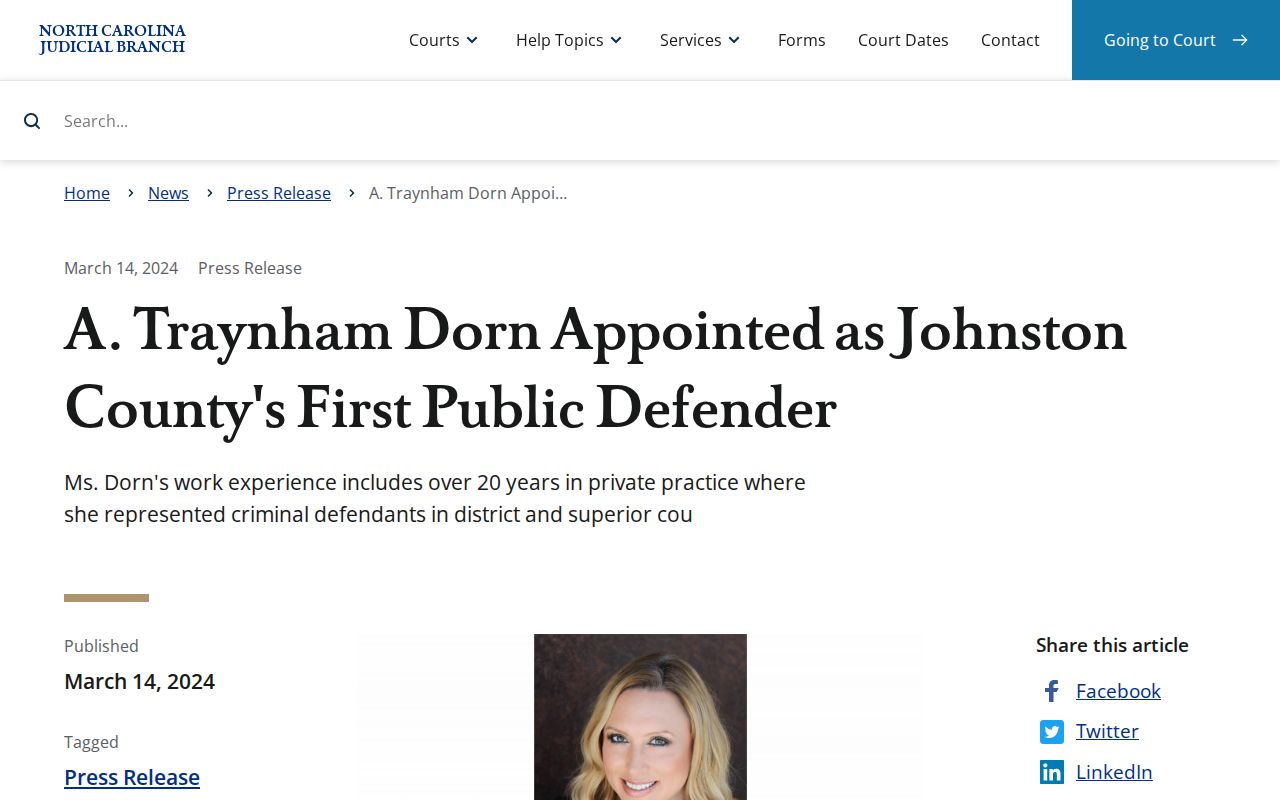 Johnston County criminal docket public defender court milestone