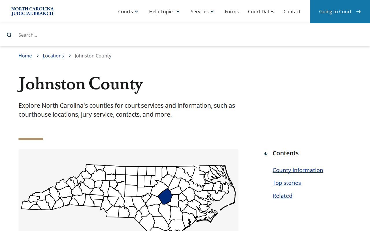 Johnston County court docket official court services page