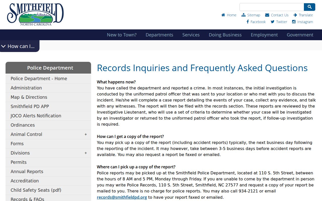 Johnston County Smithfield court records police report distinction