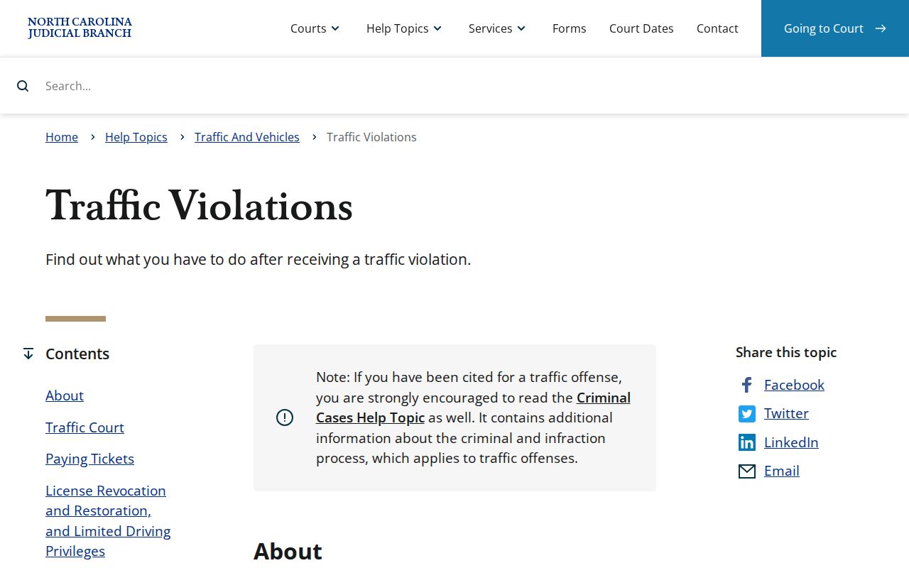 Johnston County traffic court official traffic violation guidance